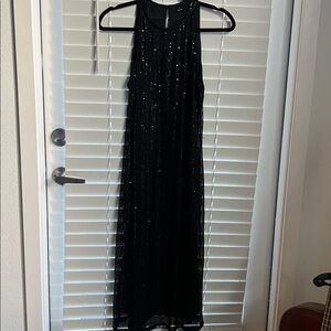 Shein Black Sequin Halter Midi Dress Size Large NWOT